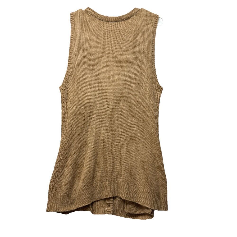 James Perse Sz 3 100% Cashmere Long Cardigan Sweater Tie Belt Sleeveless Tan - Picture 6 of 6